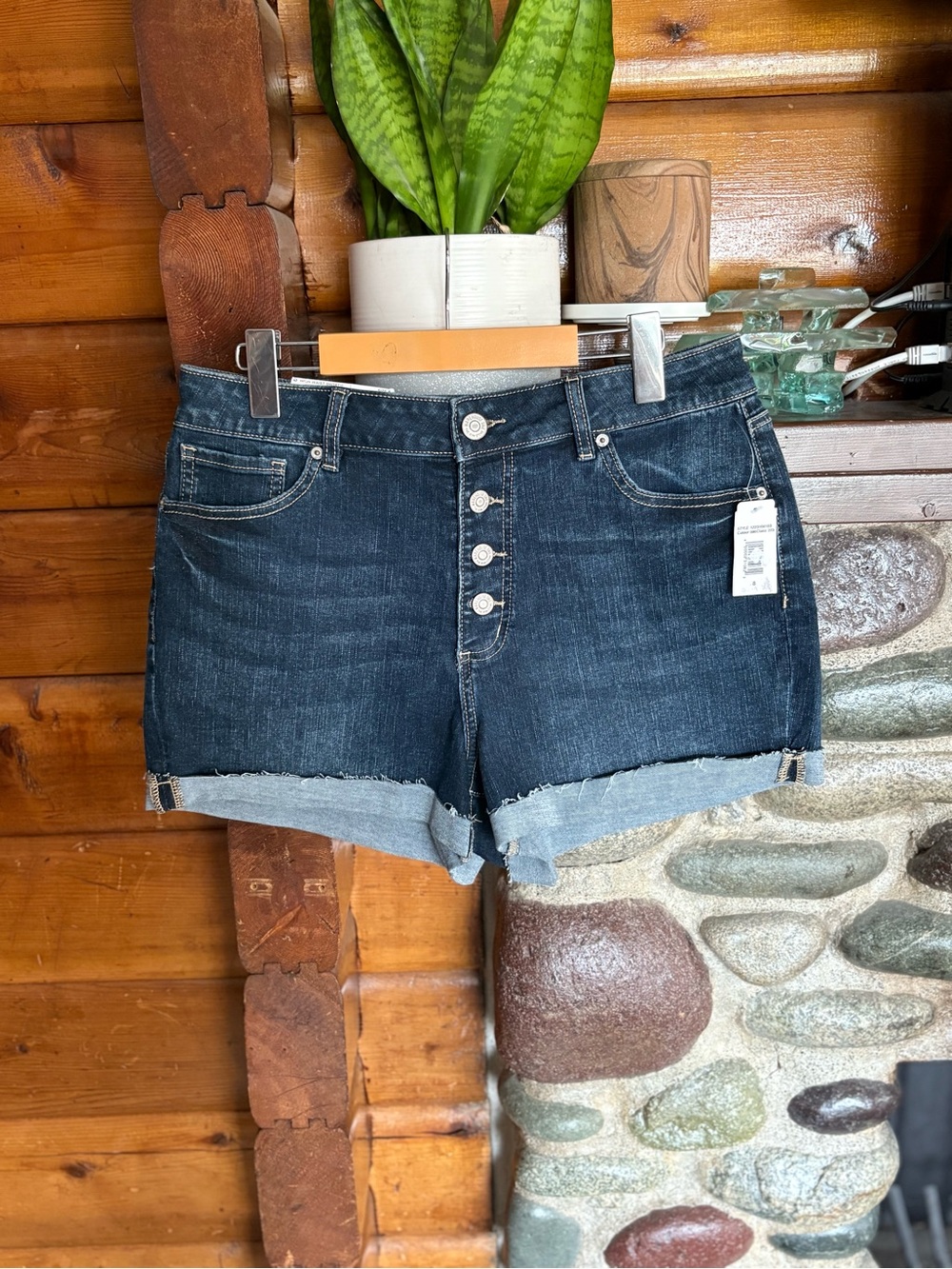 NWT Warehouse One High Rise Button Fly Denim Shorts Size 8